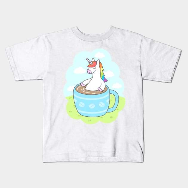 Unicorn Coffee Kids T-Shirt by sombrasblancas